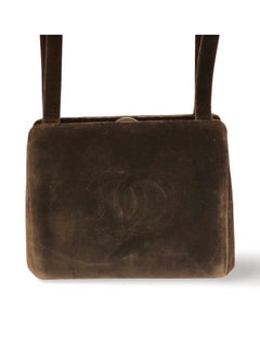 Chanel 28cm Brown Velvet CC Shoulder bag