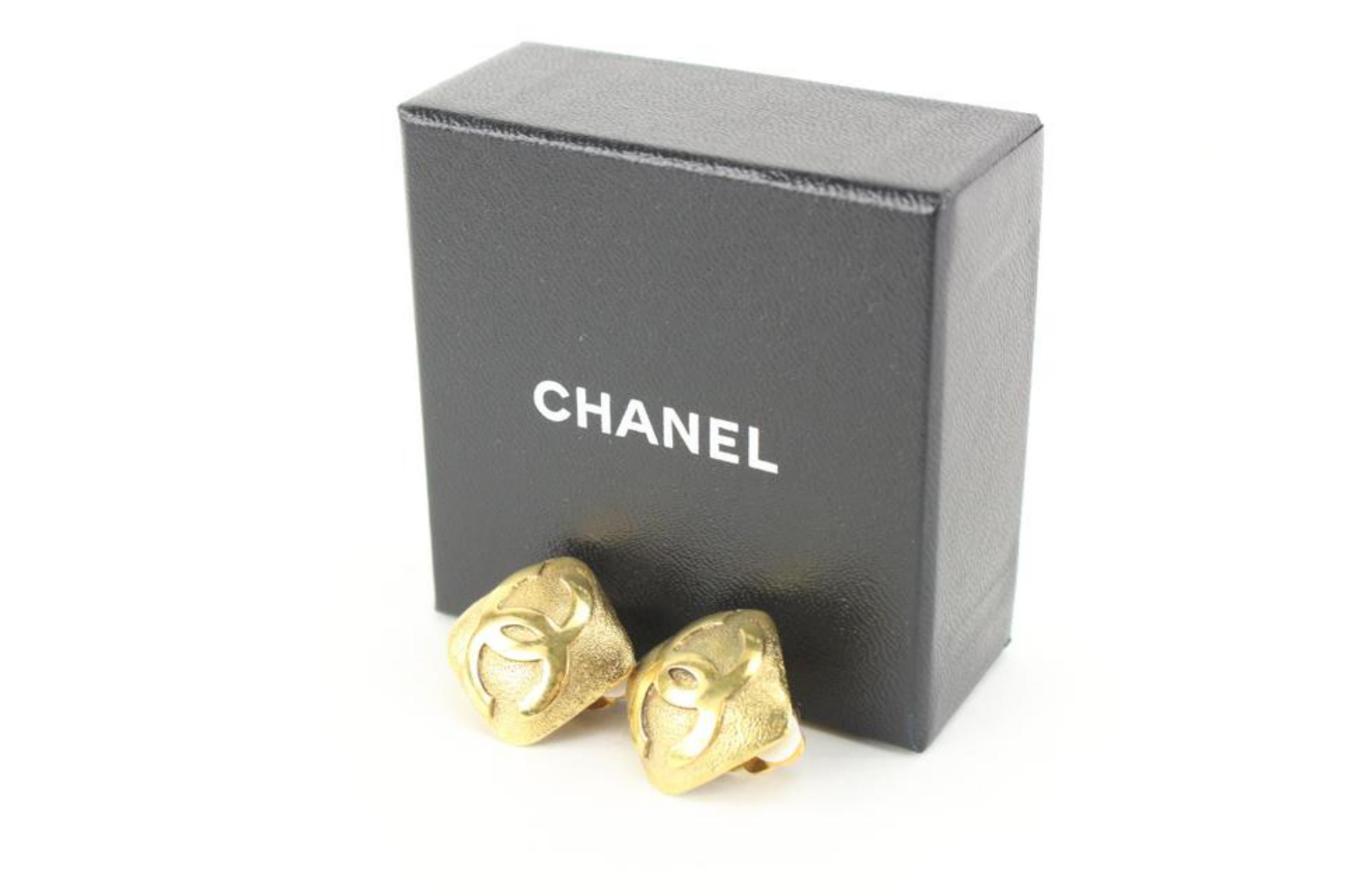 Chanel 29 Series Gold Plated CC Logo Square Diamond Shape Earrings 2cz616s 6