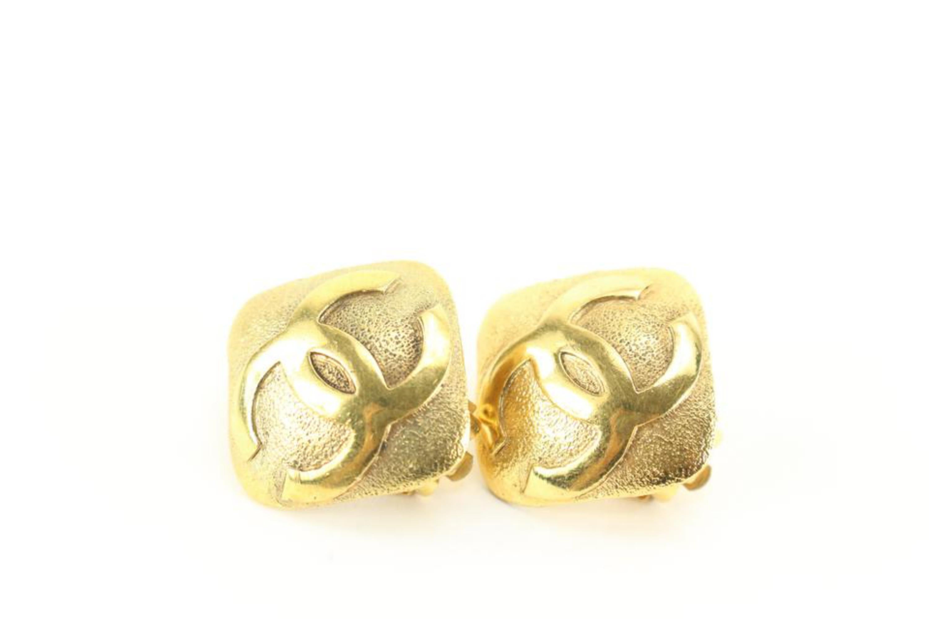 Chanel 29 Series Gold Plated CC Logo Square Diamond Shape Earrings 2cz616s 7