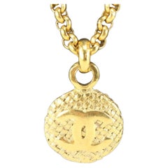 Chanel 29 Series Vintage Crosshatch Raffia CC Logo Chain Necklace 5ck616s