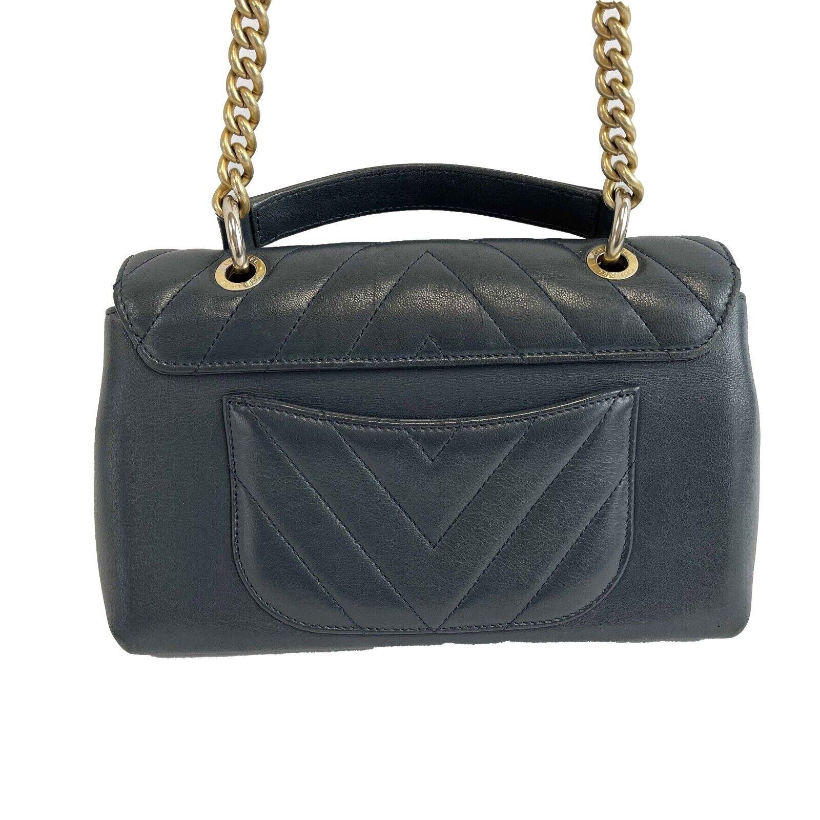 CHANEL - 2Way Bag V Stitch CC Coco Mark Black Leather Top Handle Crossbody For Sale 3