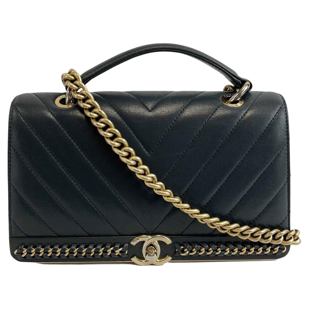 CHANEL - 2Way Bag V Stitch CC Coco Mark Black Leather Top Handle Crossbody  For Sale at 1stDibs