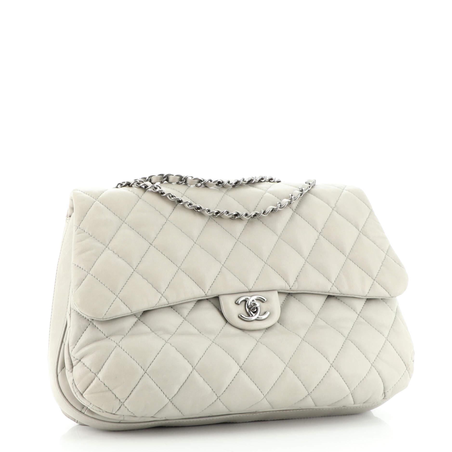 Beige Chanel 3 Accordion Bag Quilted Lambskin Maxi
