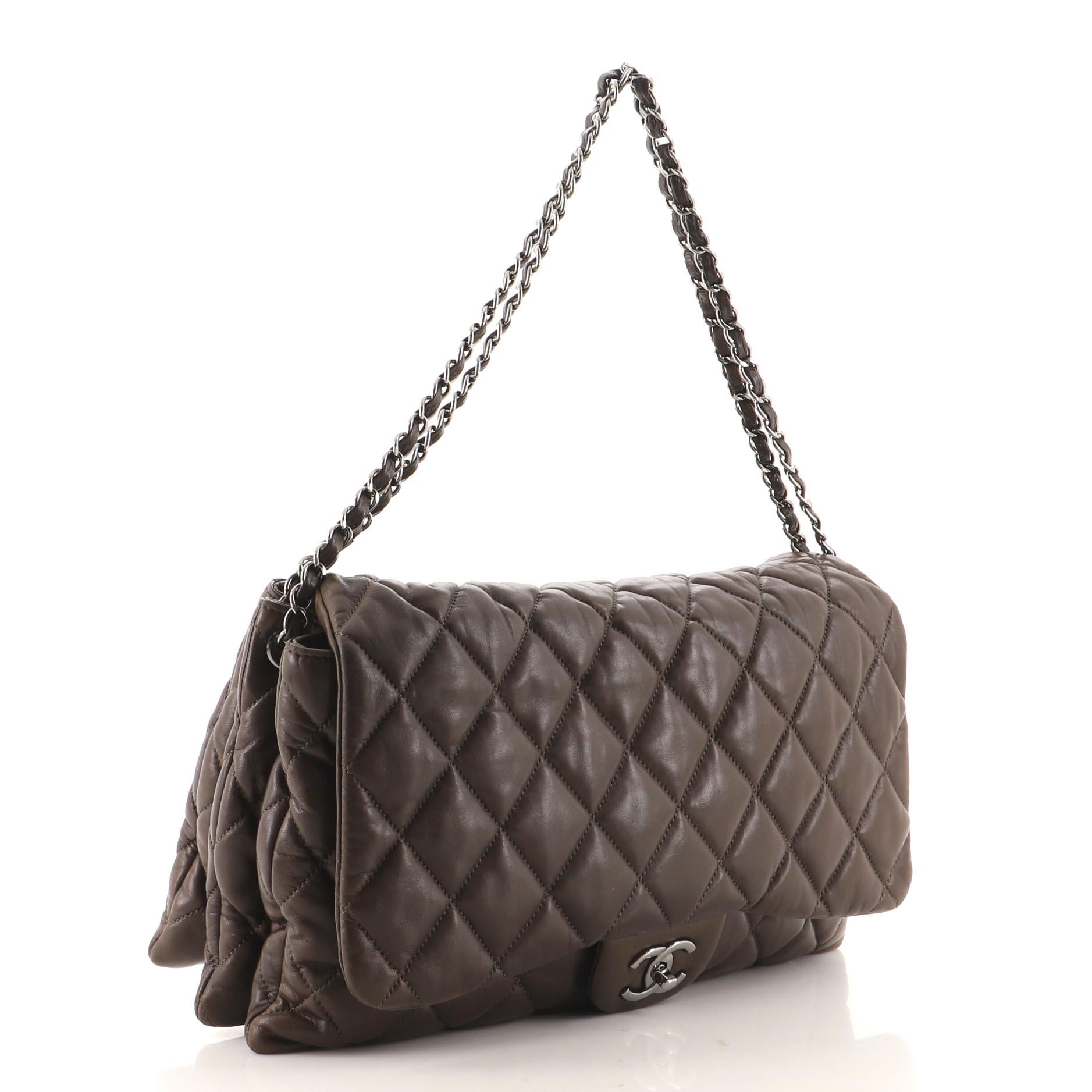 Black Chanel 3 Flap Bag Quilted Lambskin Maxi