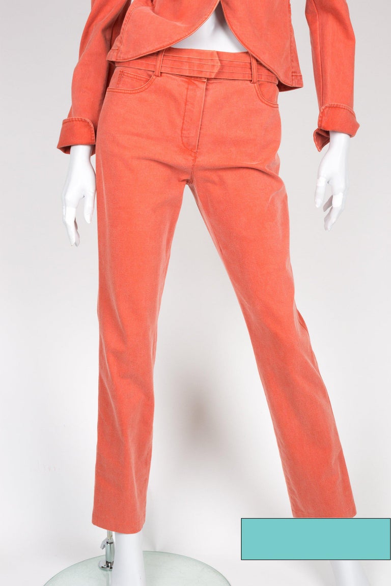 Chanel 3-pcs Denim Suit Jacket, Pants and Skirt - orange For Sale at ...