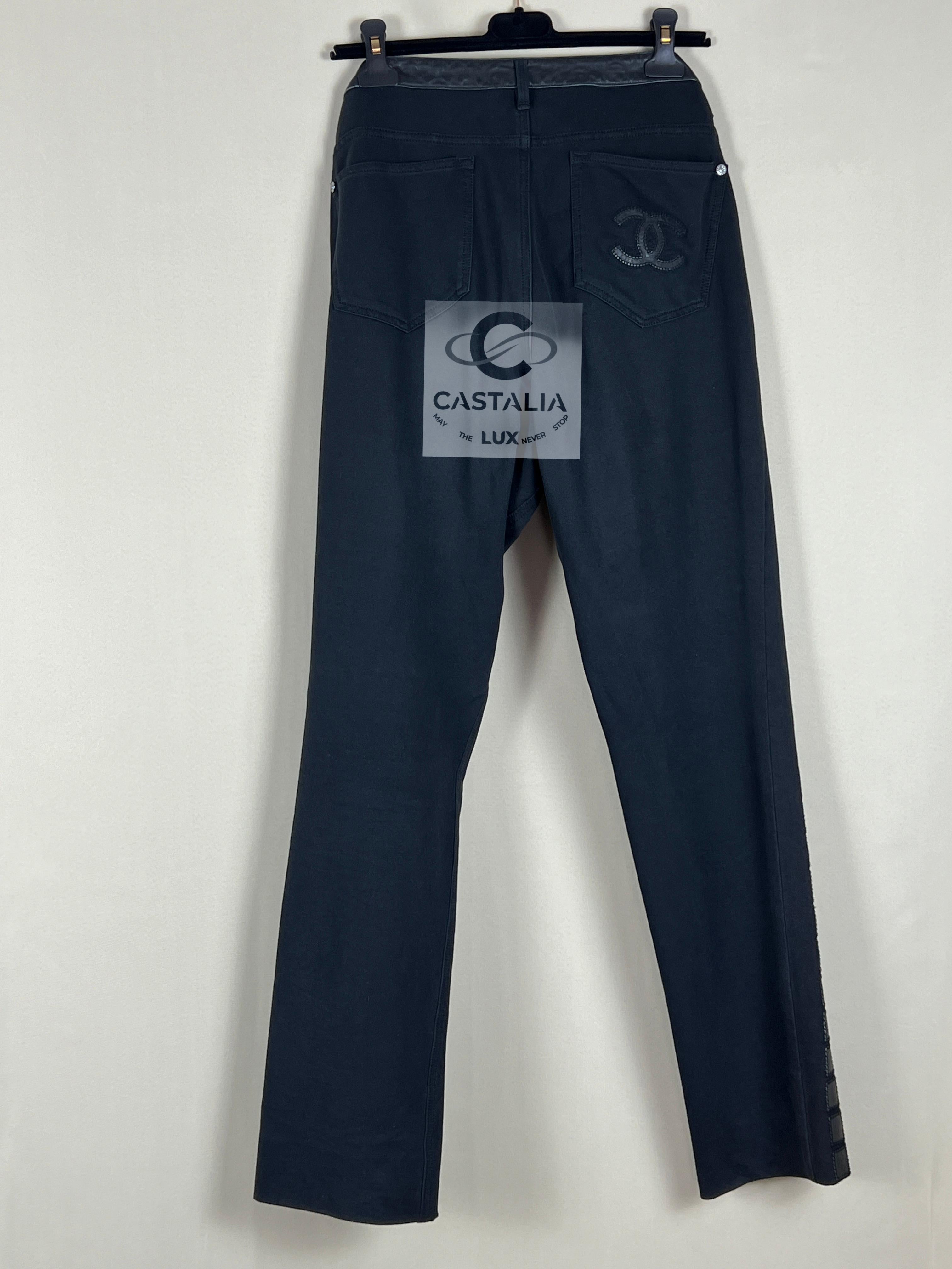 Chanel 3$ Runway Mosaic Leather Detail Trousers 44 FR 8
