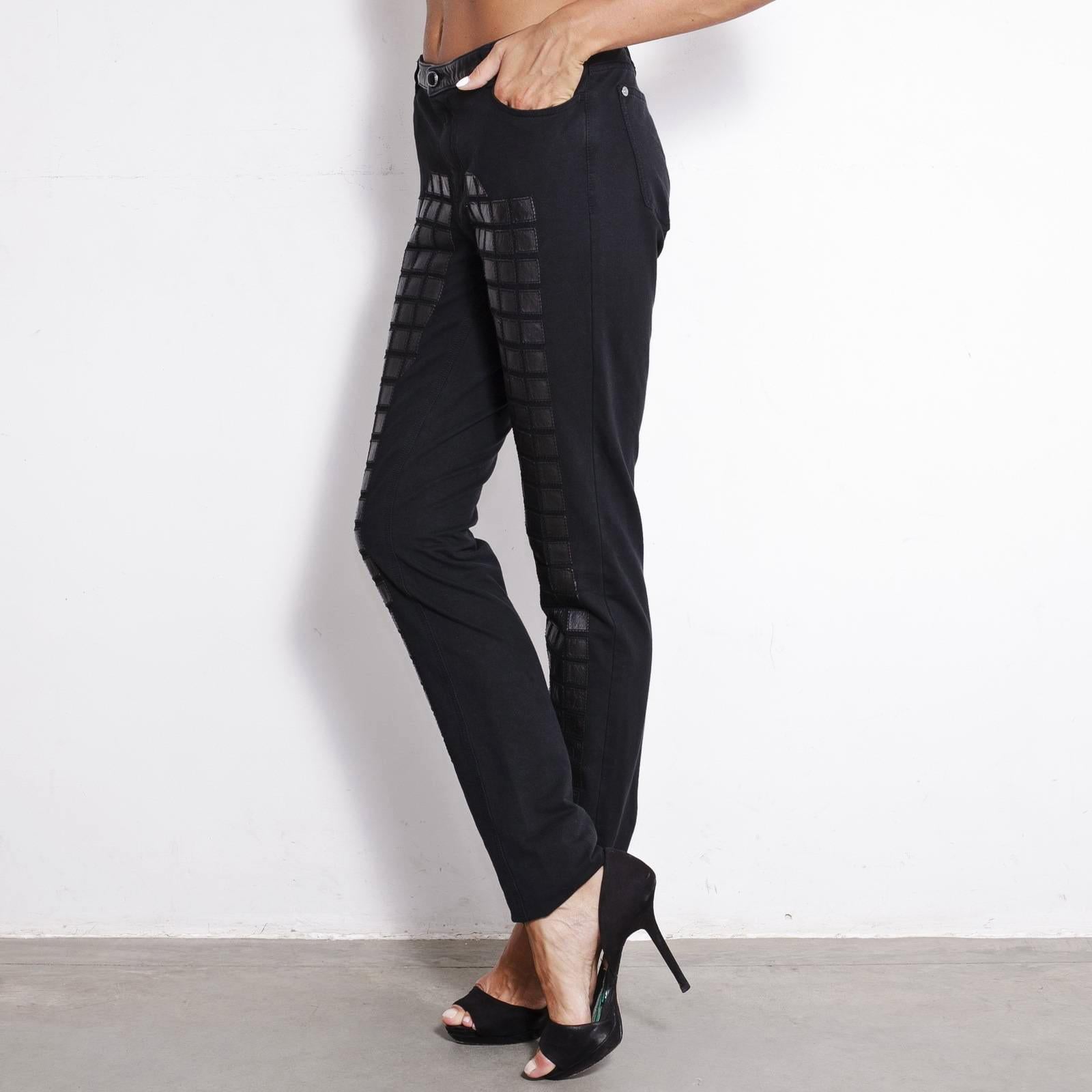 Women's or Men's Chanel 3$ Runway Mosaic Leather Detail Trousers 44 FR