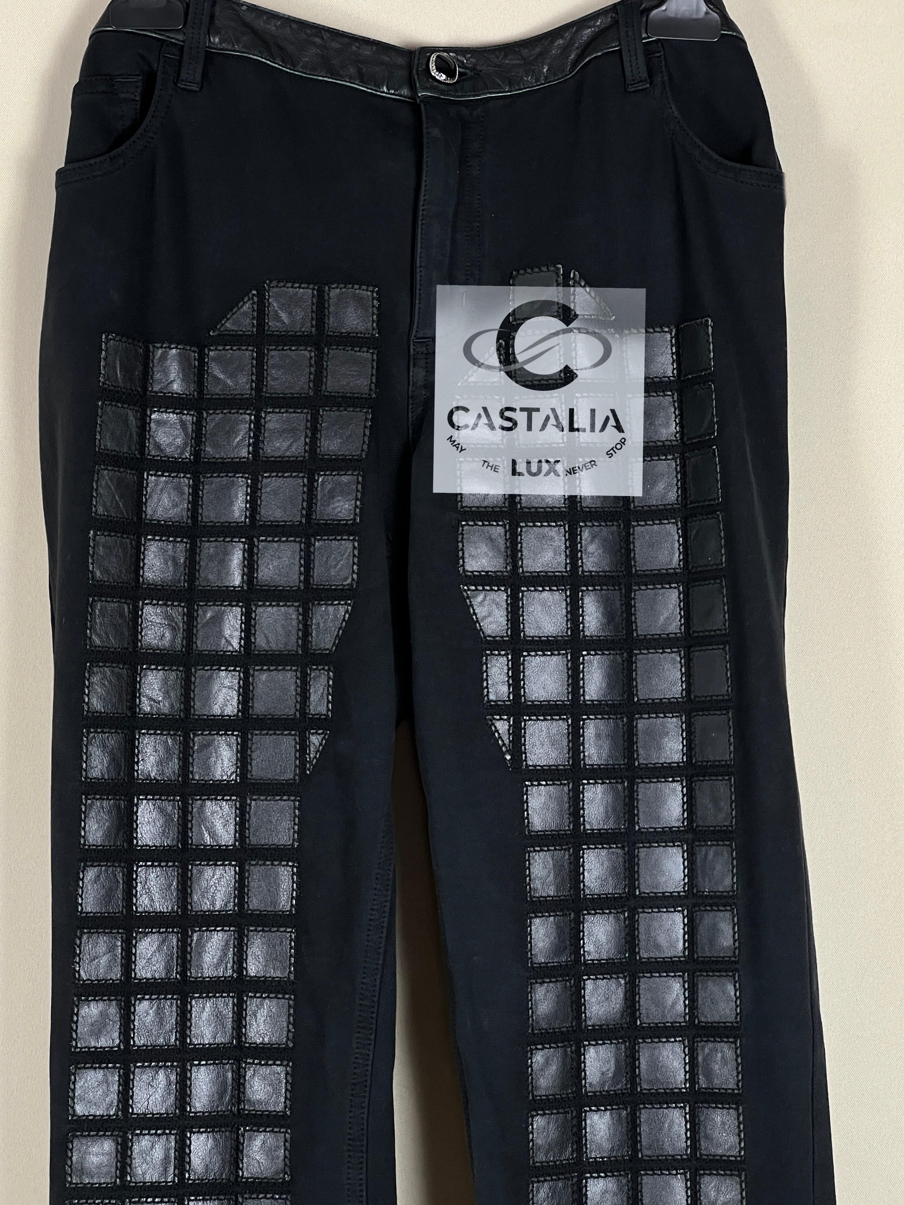 Chanel 3$ Runway Mosaic Leather Detail Trousers 44 FR 2