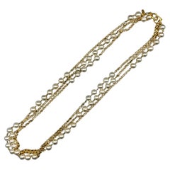 Chanel 3 Strand Gold Chain & Pearl Long Necklace, early 1980s