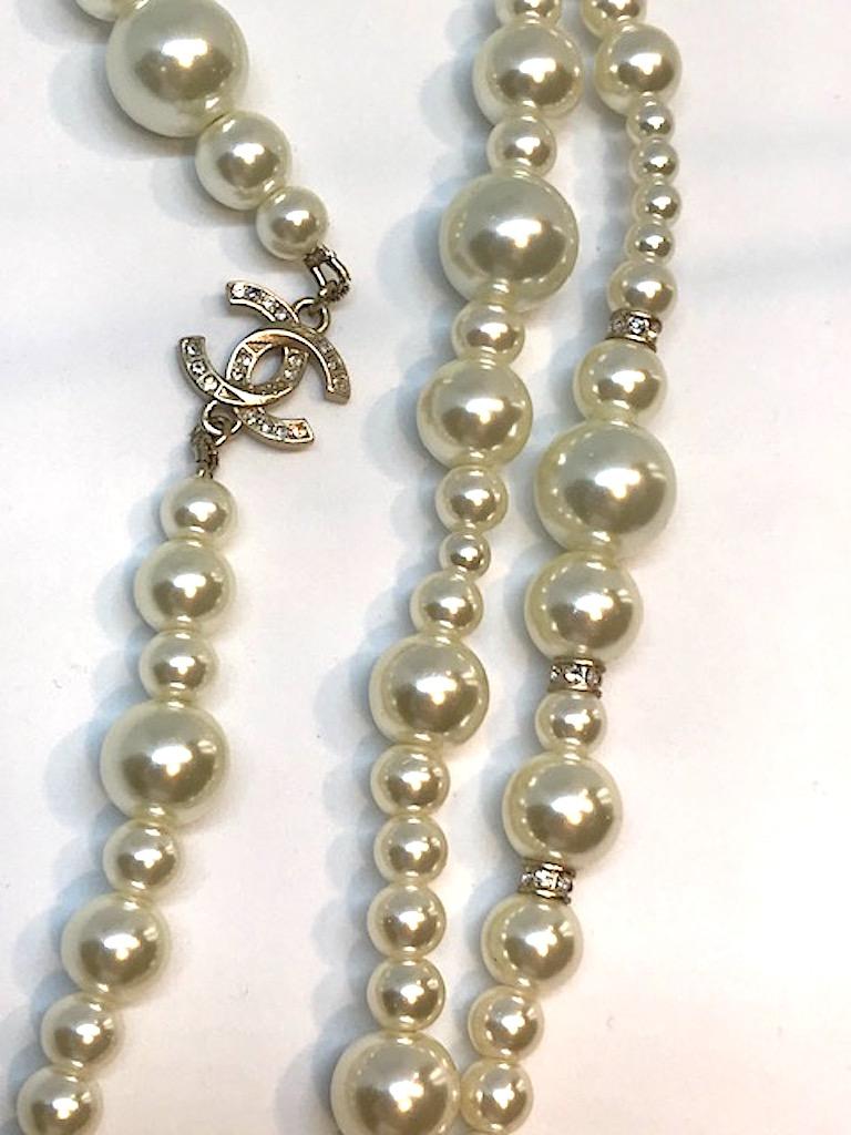 Chanel 3 Strand Long Pearl Necklace, 2018 3
