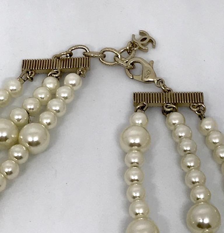 Chanel 3 Strand Long Pearl Necklace, 2018 6