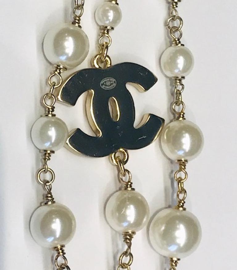 Chanel 3 Strand Pearl & C H A and N E L Letter Necklace, 2018 Collection 5