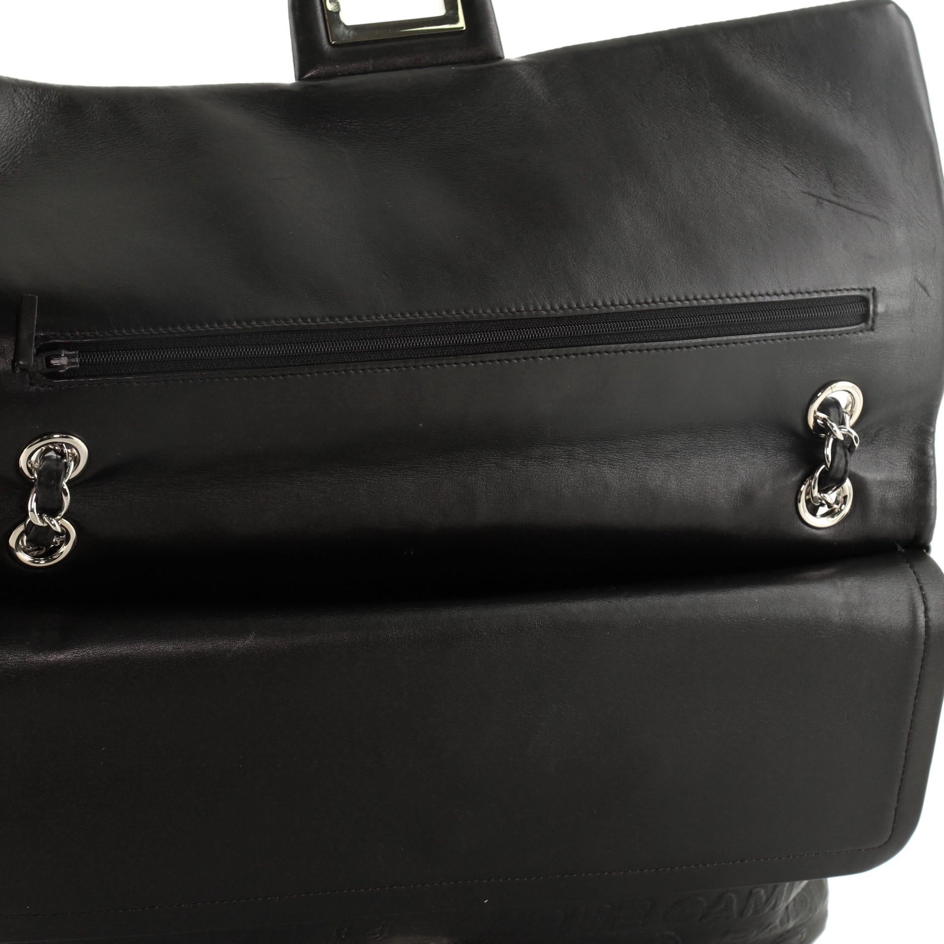 Chanel 31 Rue Cambon Double Flap Bag Embossed Leather Maxi In Good Condition In NY, NY
