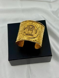 Chanel 31 Rue Cambon Gold Vintage Thick Cuff Bracelet, 90s