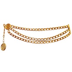 Chanel 31 Rue Cambon Three Coins Chain Link Belt From The 1980's