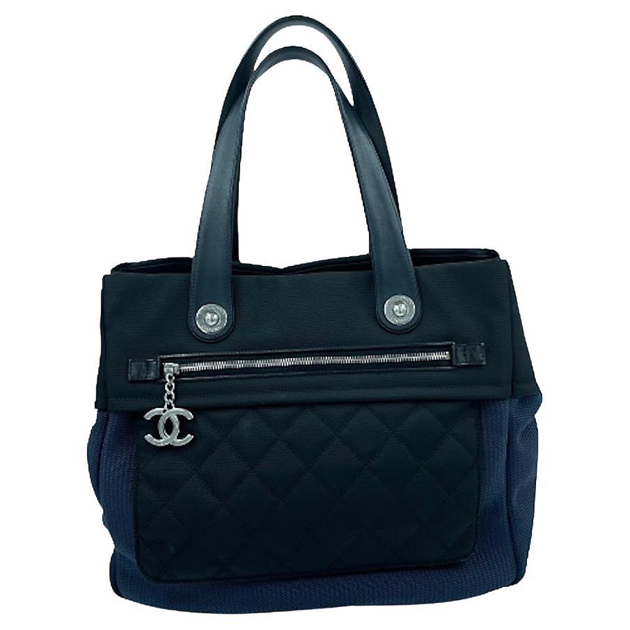 CHANEL 31 Rue CAMBON Tote Bag In Black and Blue Canvas