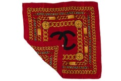 Chanel 31 Rue Chambon Vintage Red Scarf