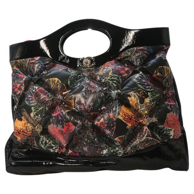 Chanel 31 Shopping Bag Quilted Printed Cotton and Calfskin Large For Sale