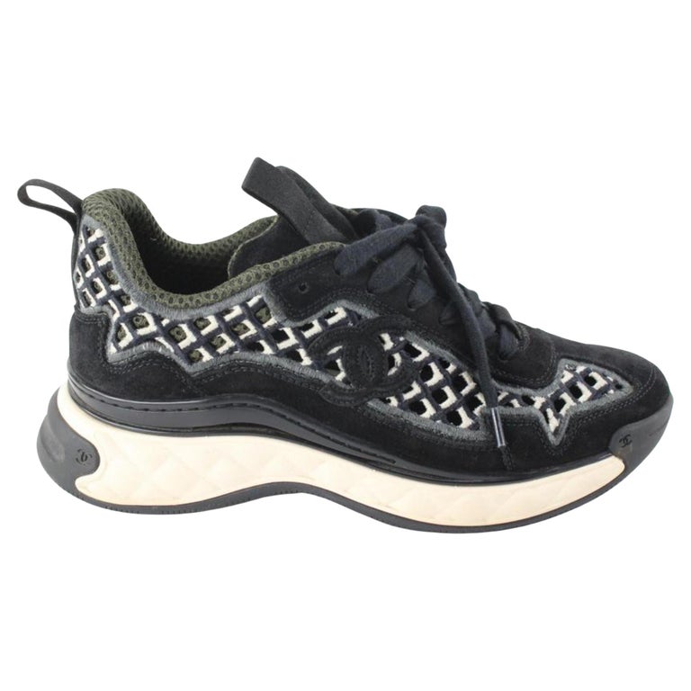 Chanel 36 Suede Calfskin Embroidered CC Cruise Trainer Bubble