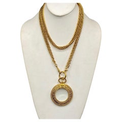 Chanel 39" Long Magnifying Glass Pendant Necklace, Early 1980s