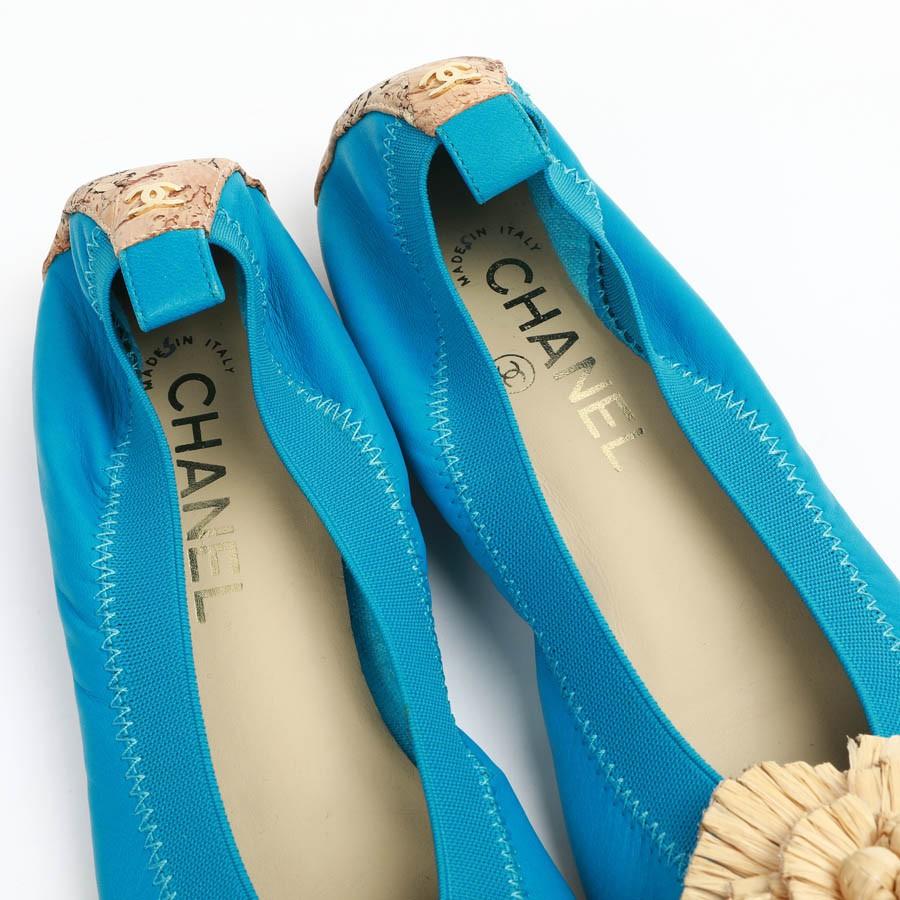 Chanel 39, 5 Fr Flat Blue Ballerina Shoes 1