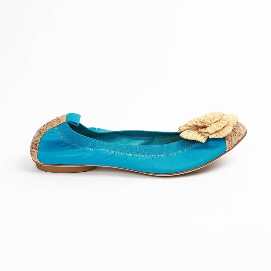 Chanel 39, 5 Fr Flat Blue Ballerina Shoes 2