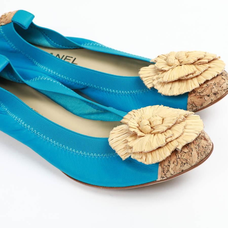 Chanel 39, 5 Fr Flat Blue Ballerina Shoes 4