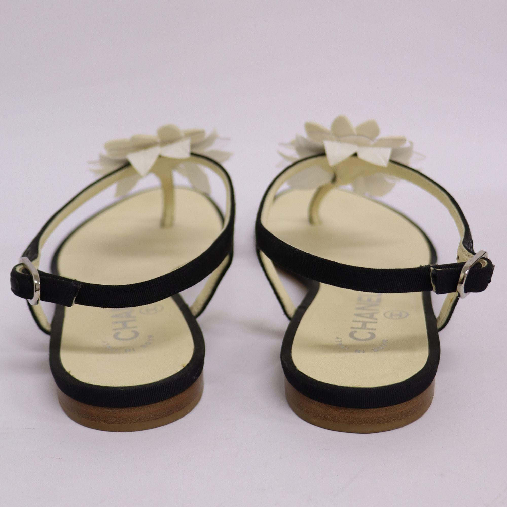 Beige Chanel 3d Flower Sandals Size EU 37