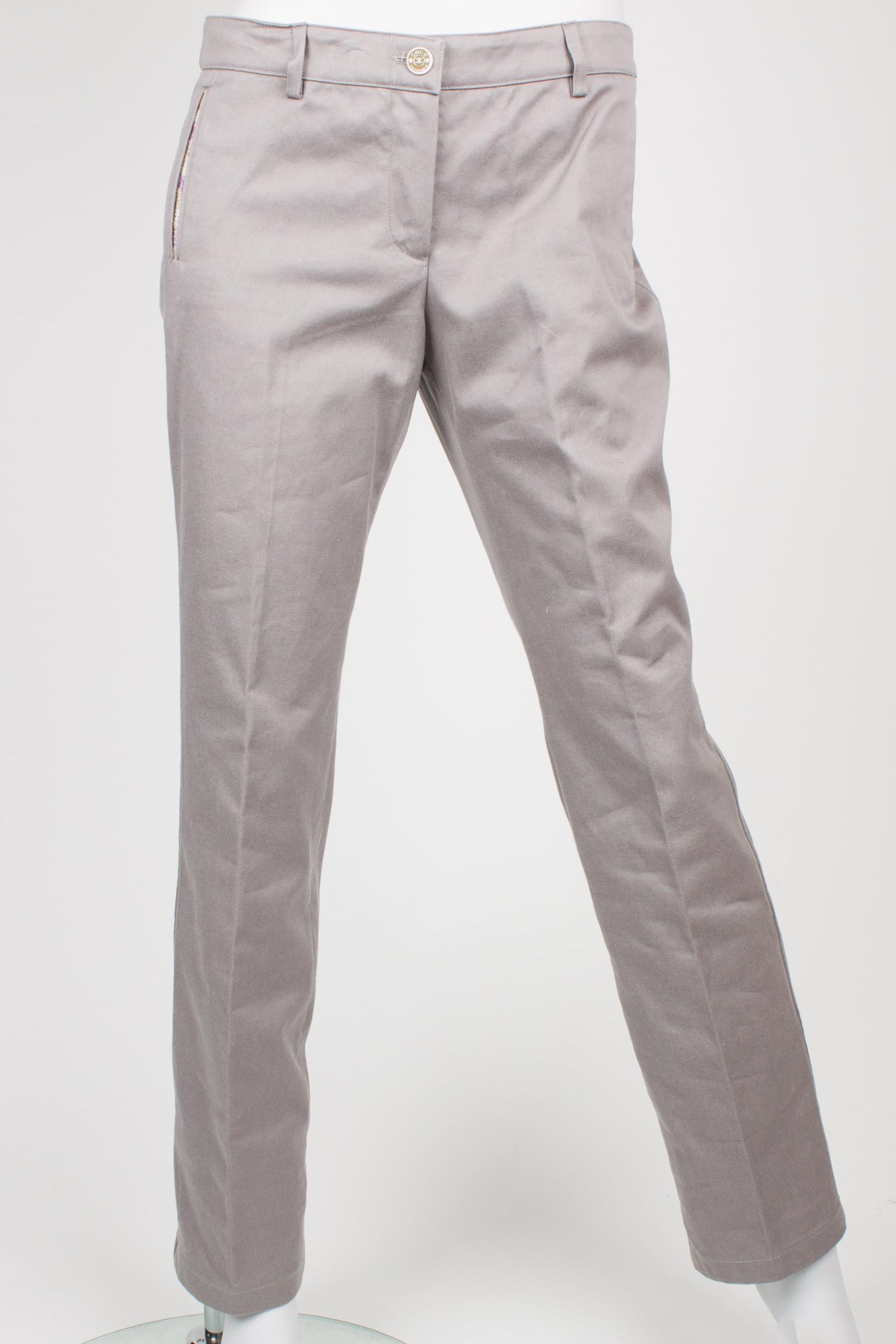 Gray Chanel 4-pcs Suit Jacket, Skirt, Pants & Top - lilac/beige/blue/white 2005 For Sale