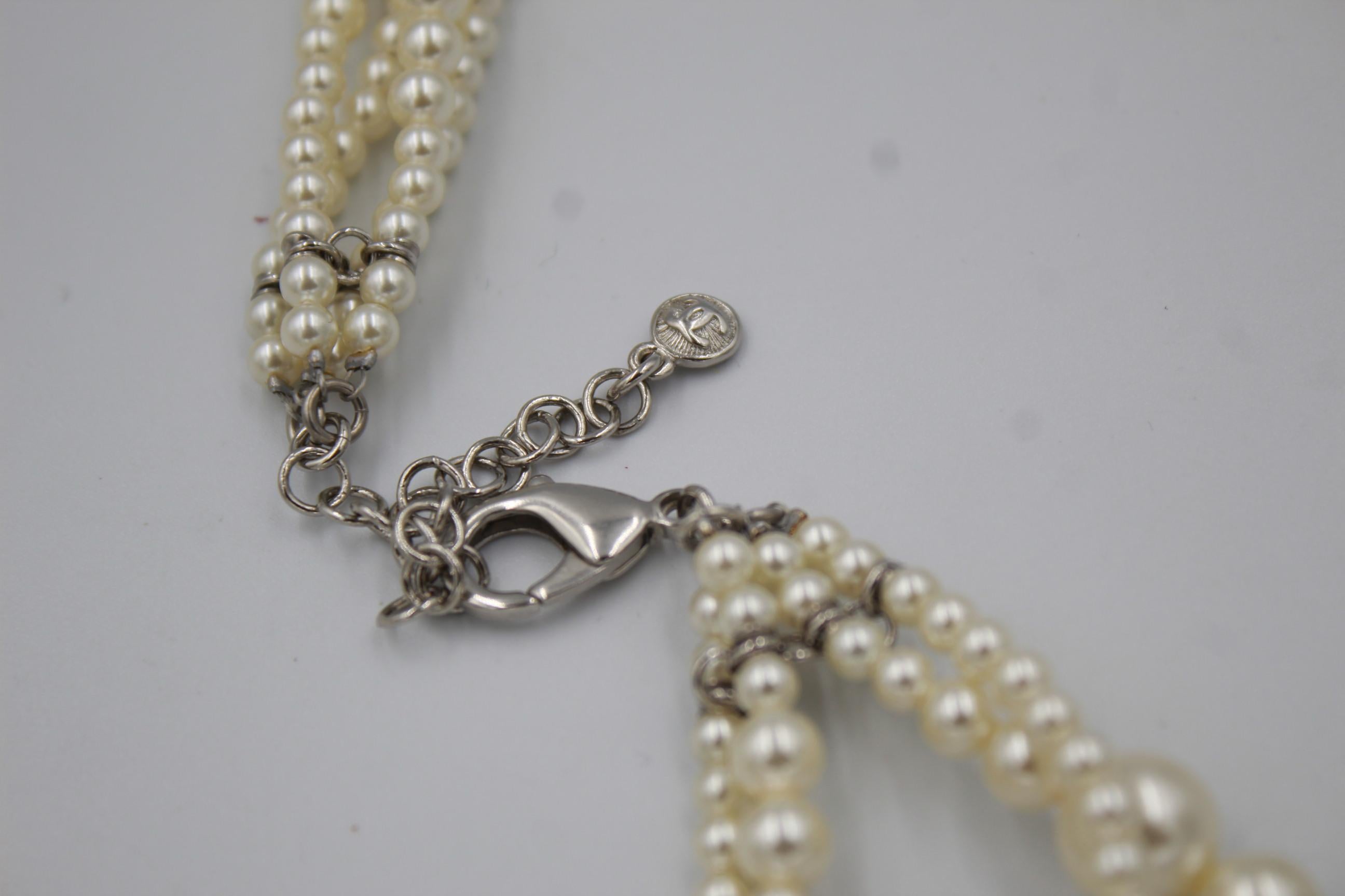 Beige Chanel 4 Rangs Pearl necklace For Sale