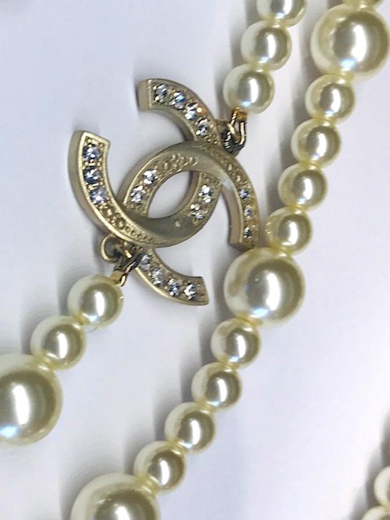 Chanel 4 Stand Pearl Necklace with Flower, 2018 Collection 8