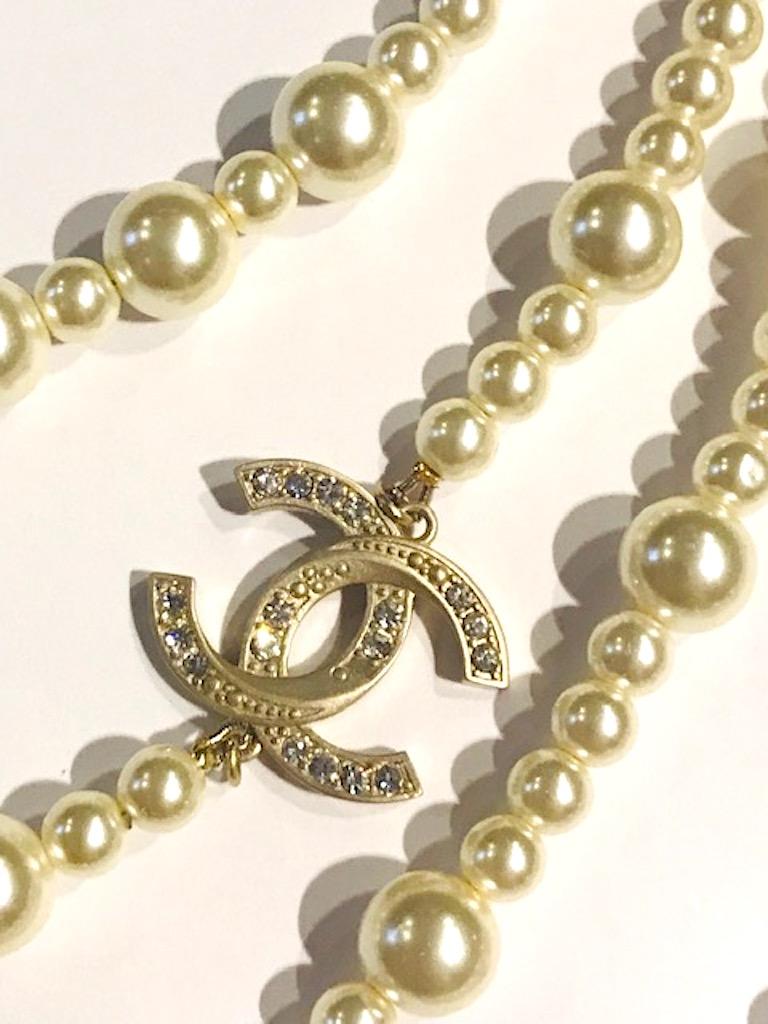 Chanel 4 Stand Pearl Necklace with Flower, 2018 Collection 1