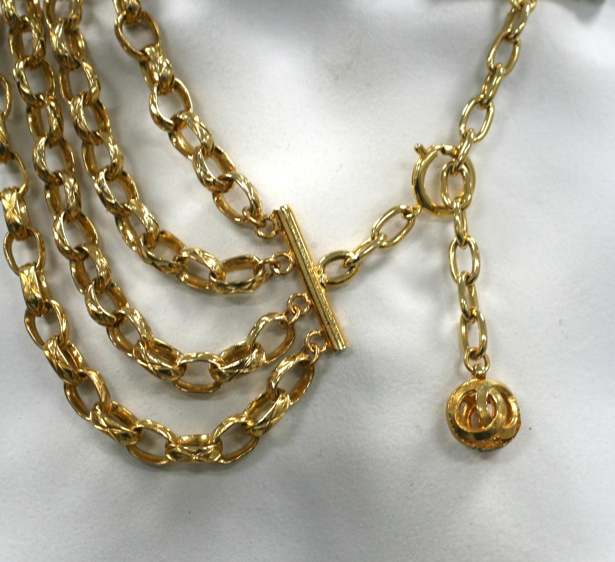 Chanel 4 Strand Textured Chain Necklace For Sale 6