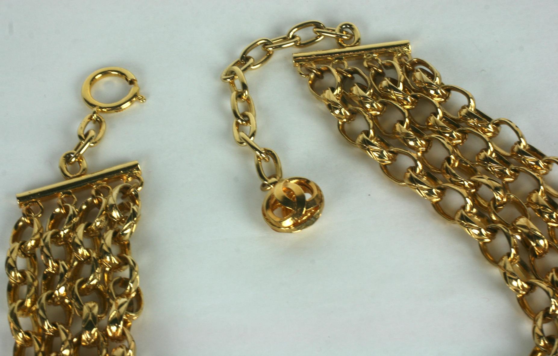 Chanel 4 Strand Textured Chain Necklace In Excellent Condition For Sale In New York, NY