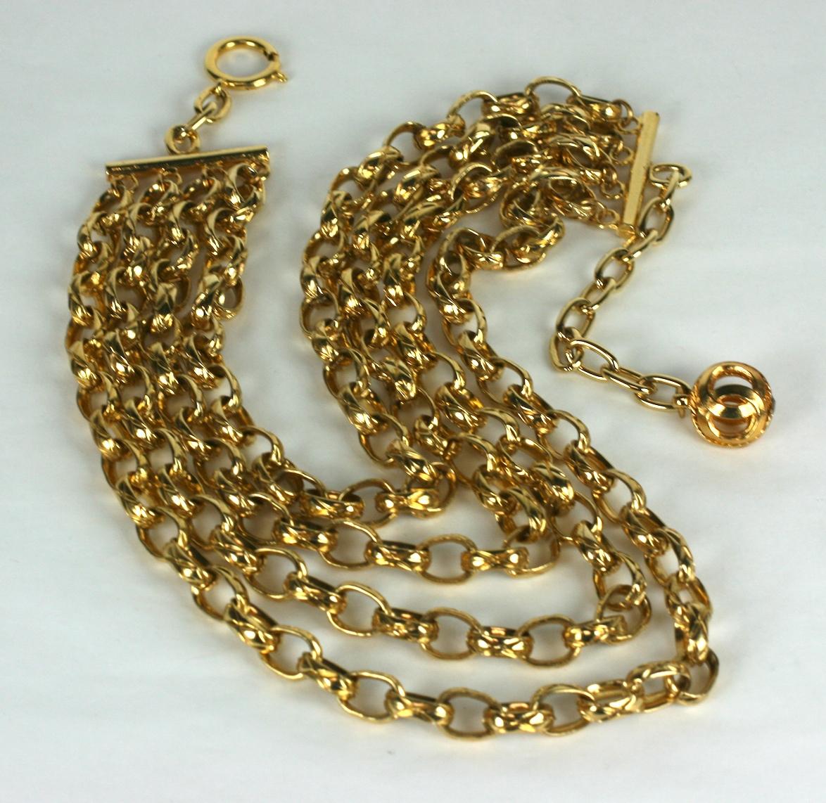 Chanel 4 Strand Textured Chain Necklace For Sale 1