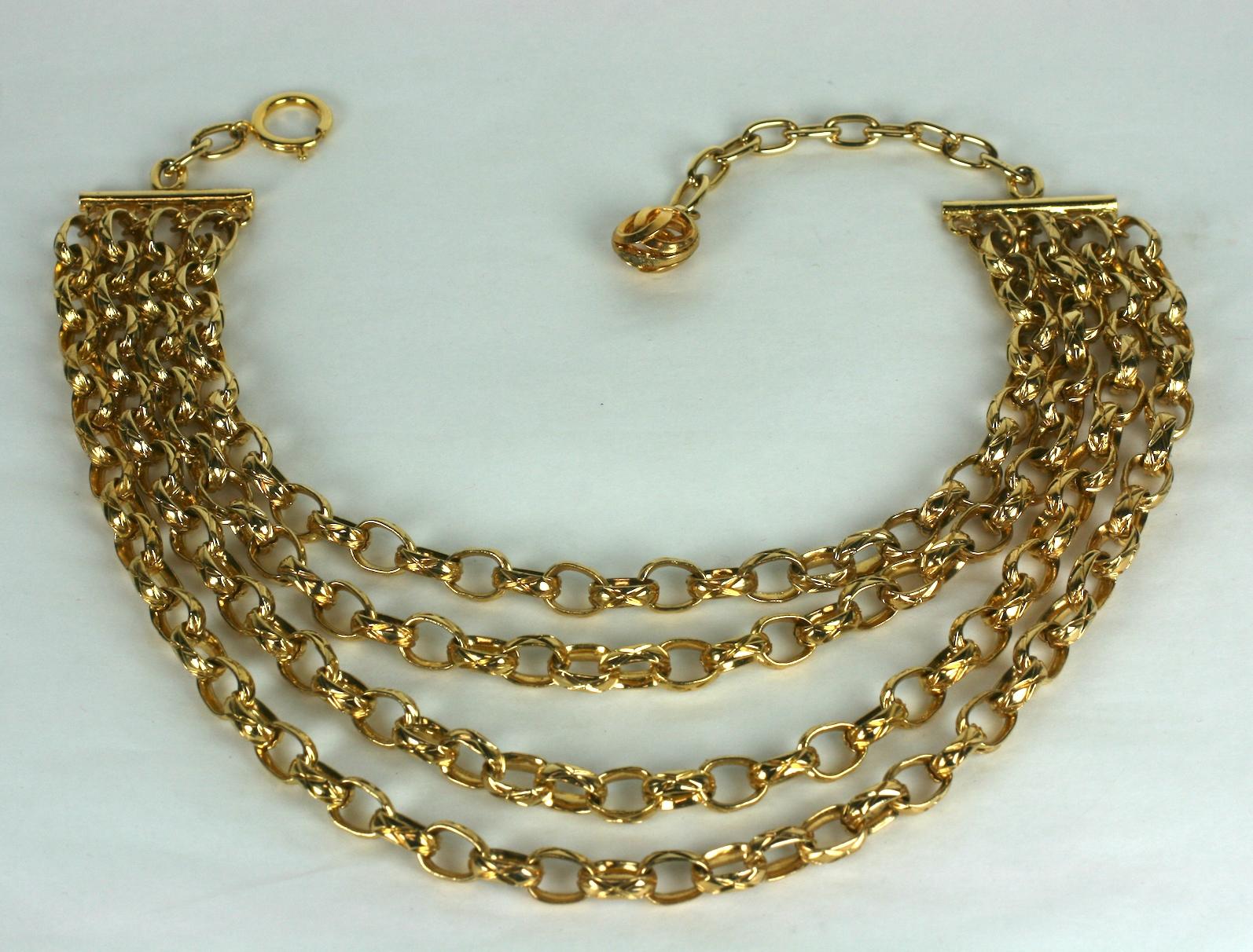 Chanel 4 Strand Textured Chain Necklace For Sale 2
