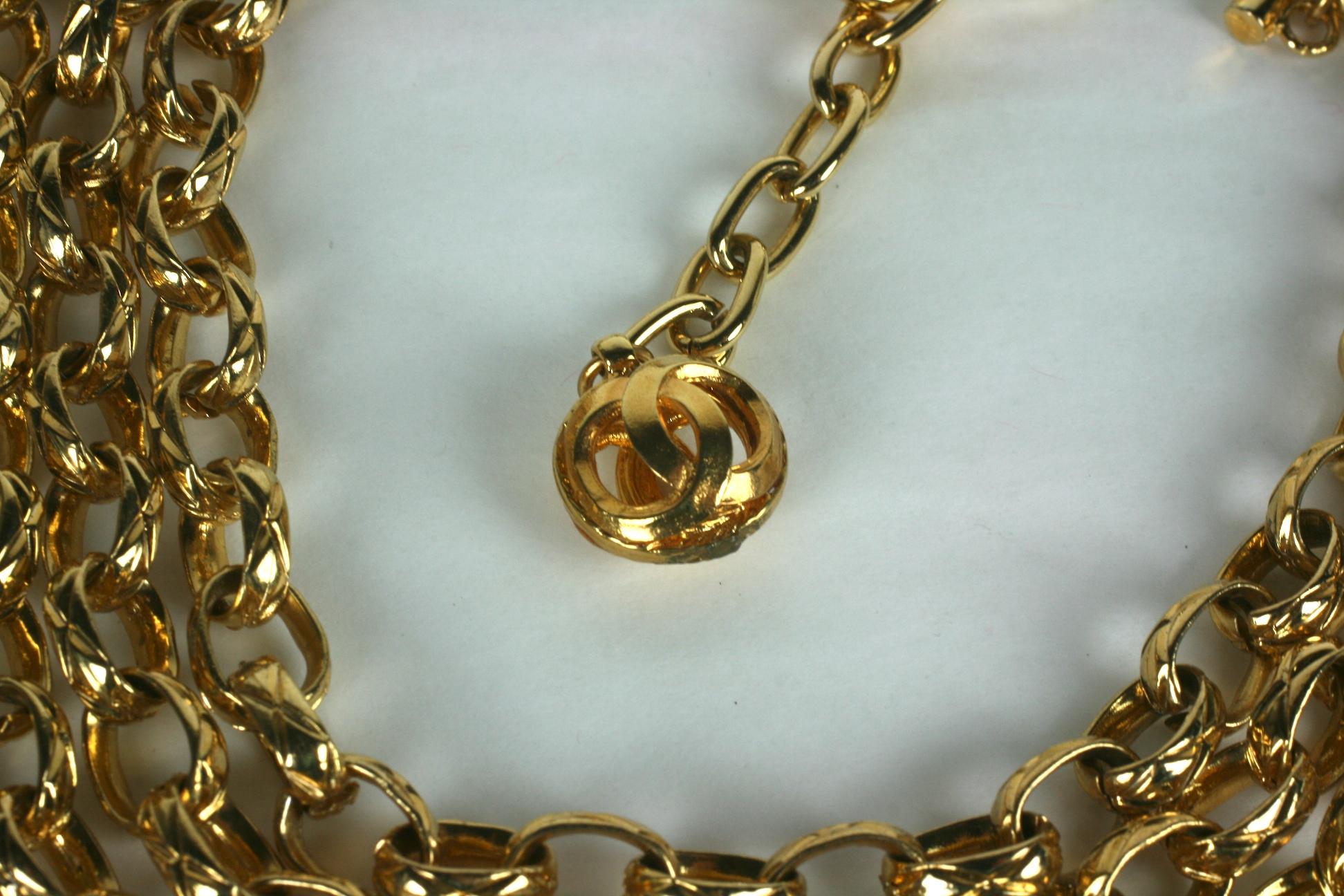 Chanel 4 Strand Textured Chain Necklace For Sale 3