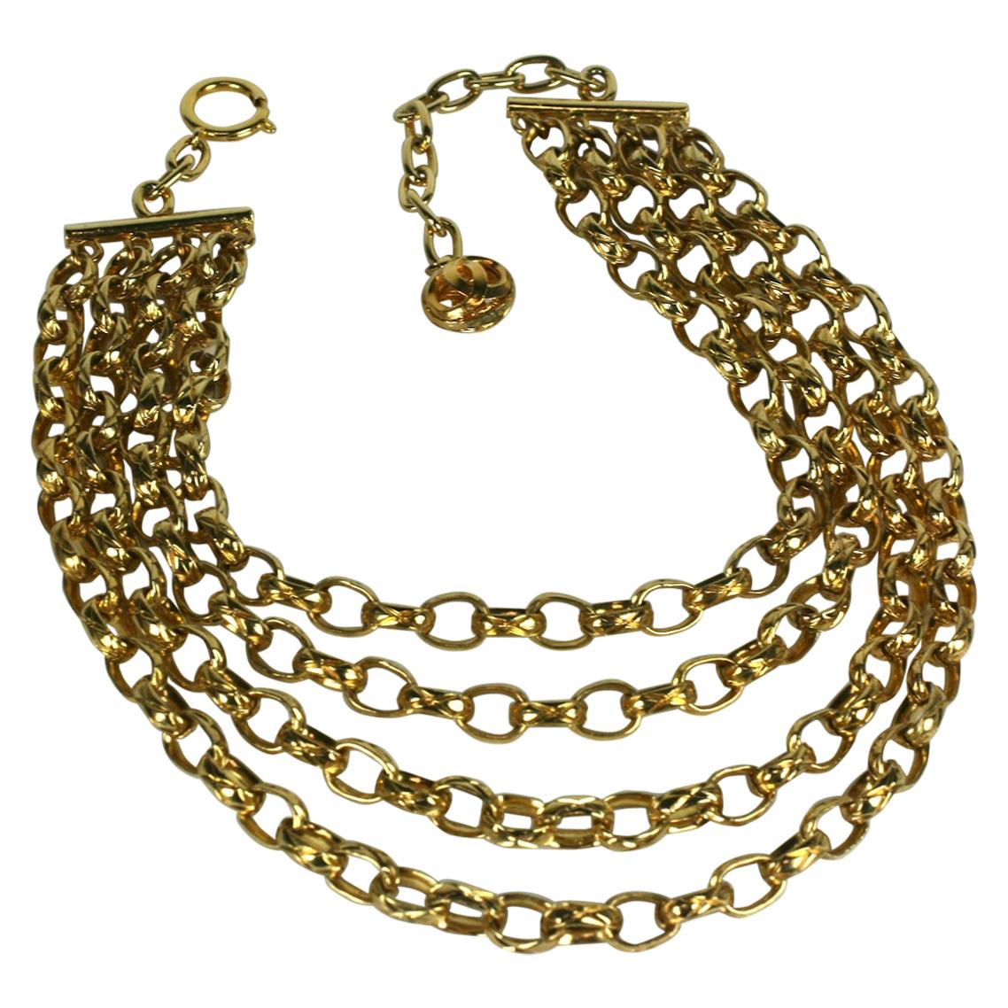 Chanel 4 Strand Textured Chain Necklace For Sale