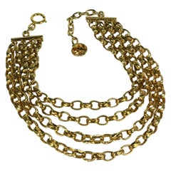 Retro Chanel 4 Strand Textured Chain Necklace