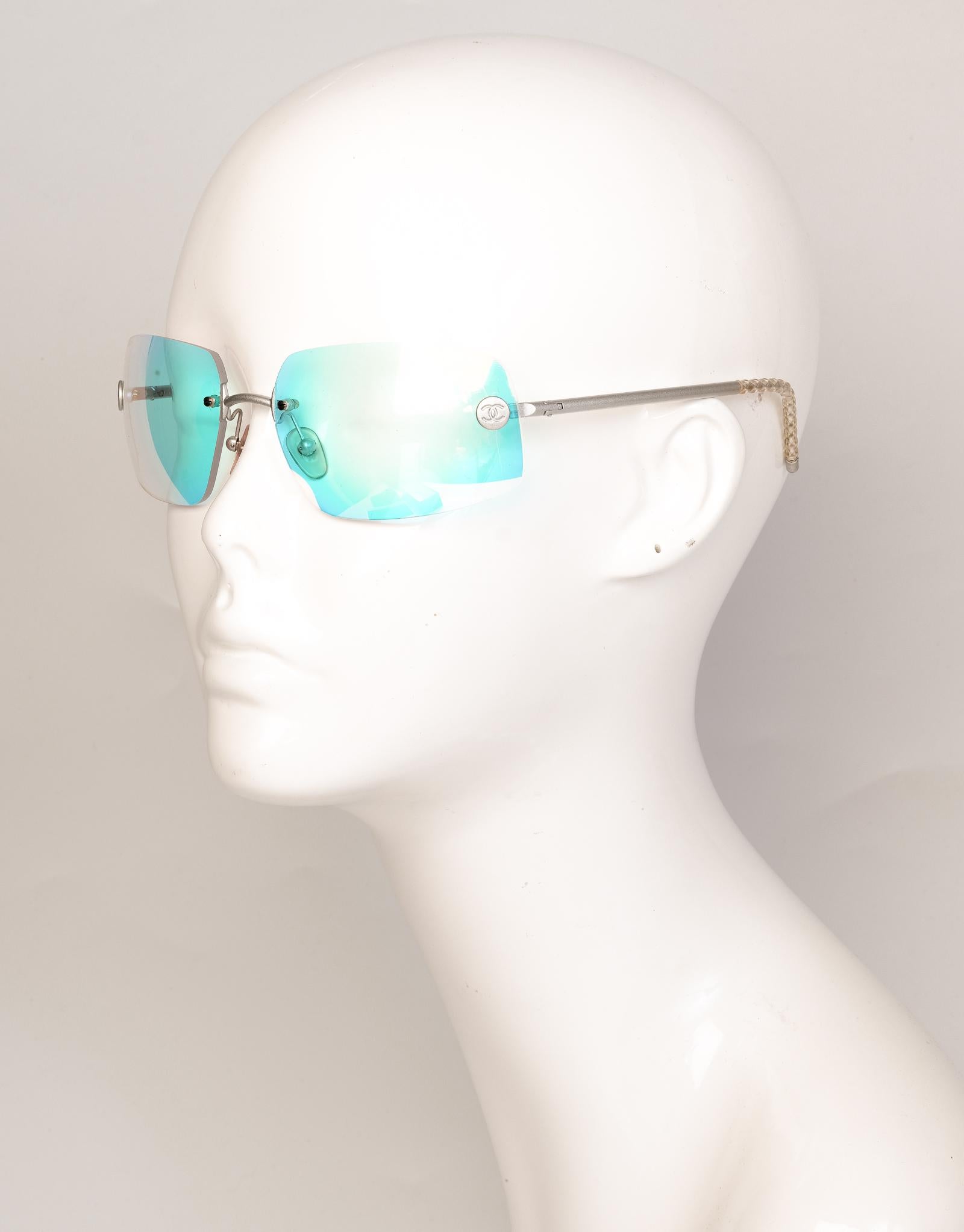 Beige Chanel 4047 Framless CC Logo Glasses Clear