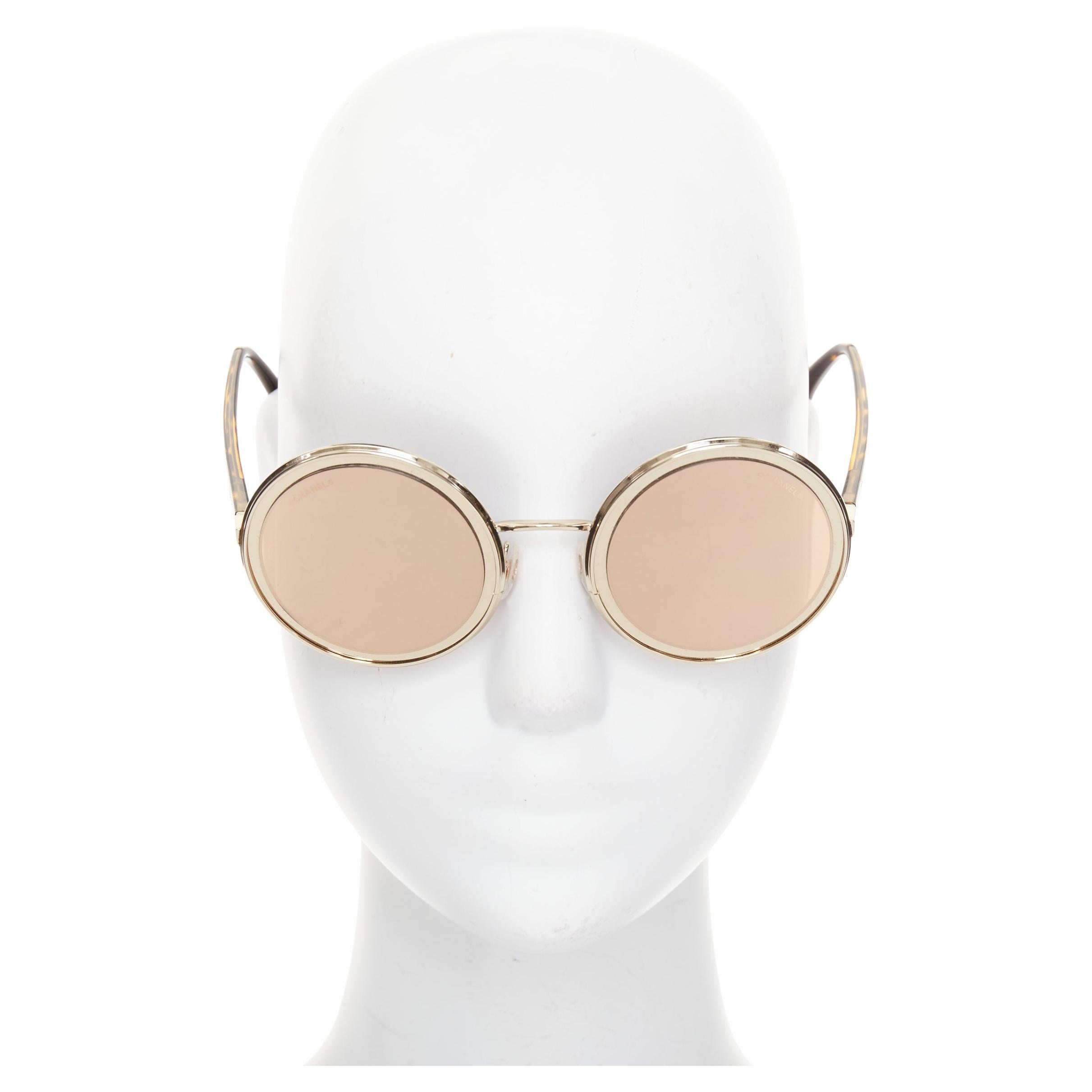CHANEL 4226 gold-tone round mirrored lens resin temple sunglasses