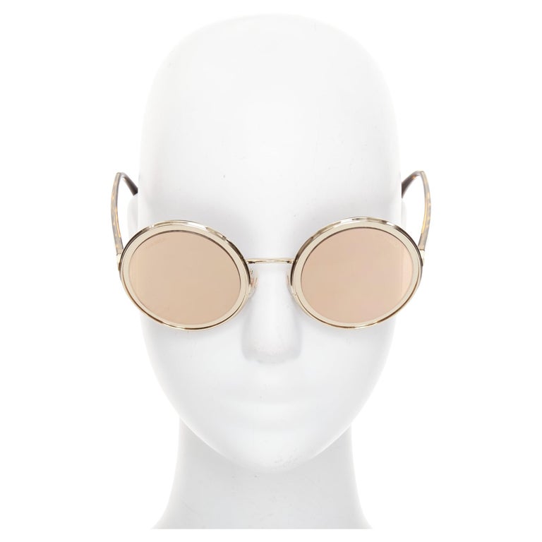 CHANEL 4226 gold-tone round mirrored lens resin temple  display picture 1