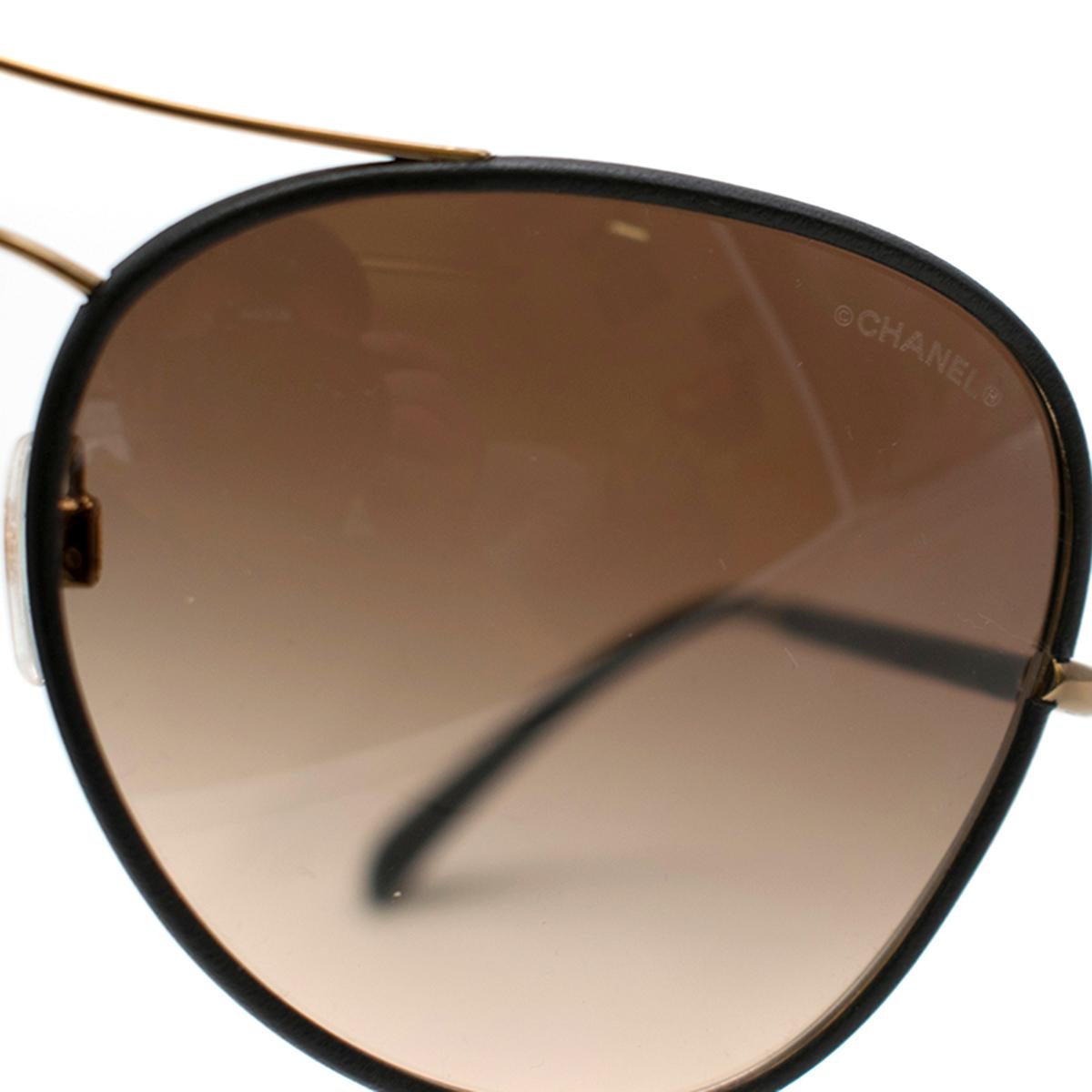 Chanel 4227-Q Black & Gold Pilot Sunglasses 2
