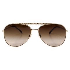 Chanel 4231 Pilot Gold-Tone Metal Frame & Brown Tinted Lens Aviator Sunglasses