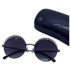 Chanel 4234-H Pearl-Embellished Round Sunglasses with Gray Gradient Lenses