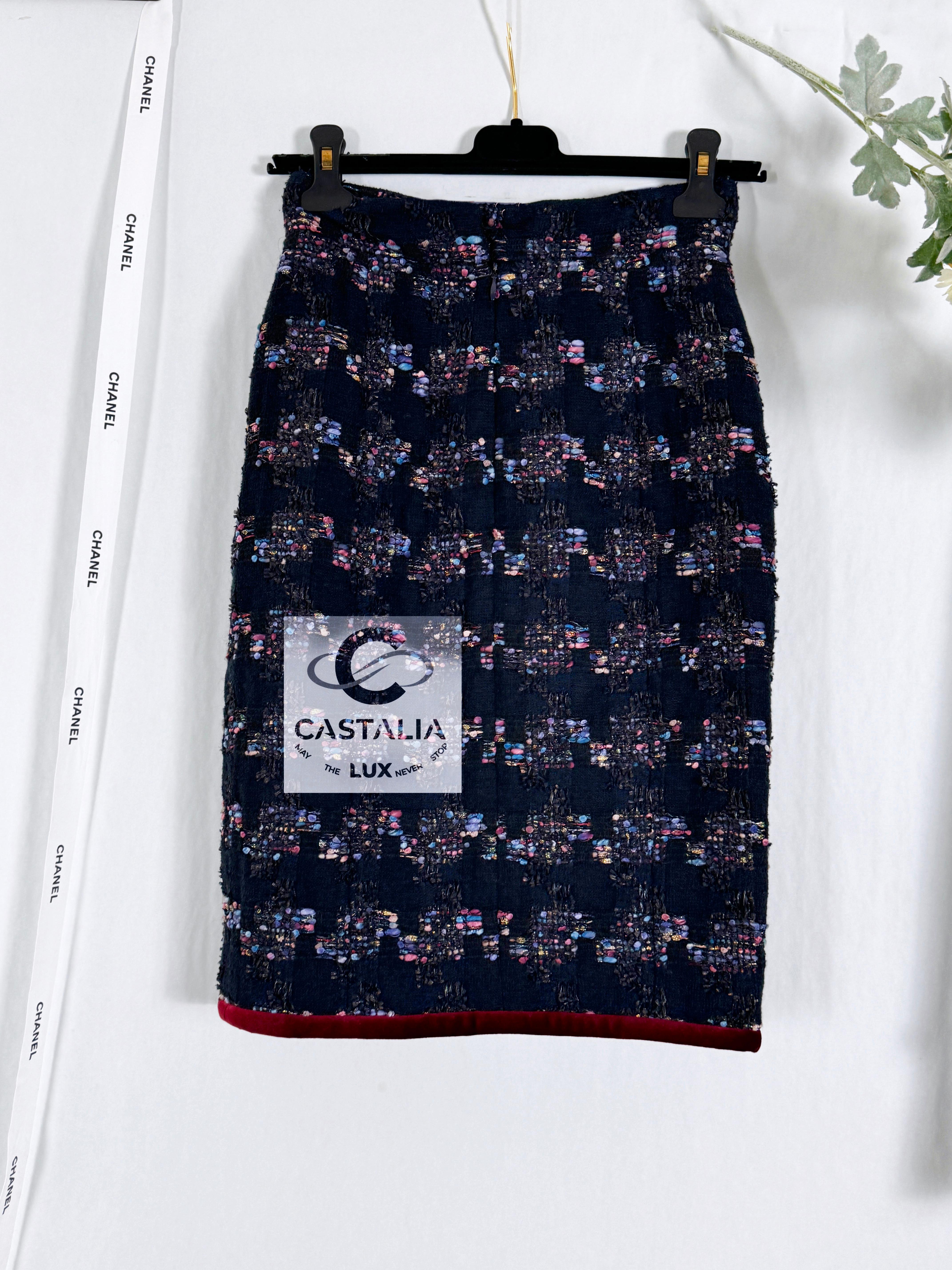 Chanel 4K$ Keirah Knightley Style Black Tweed Skirt 34 FR For Sale 6