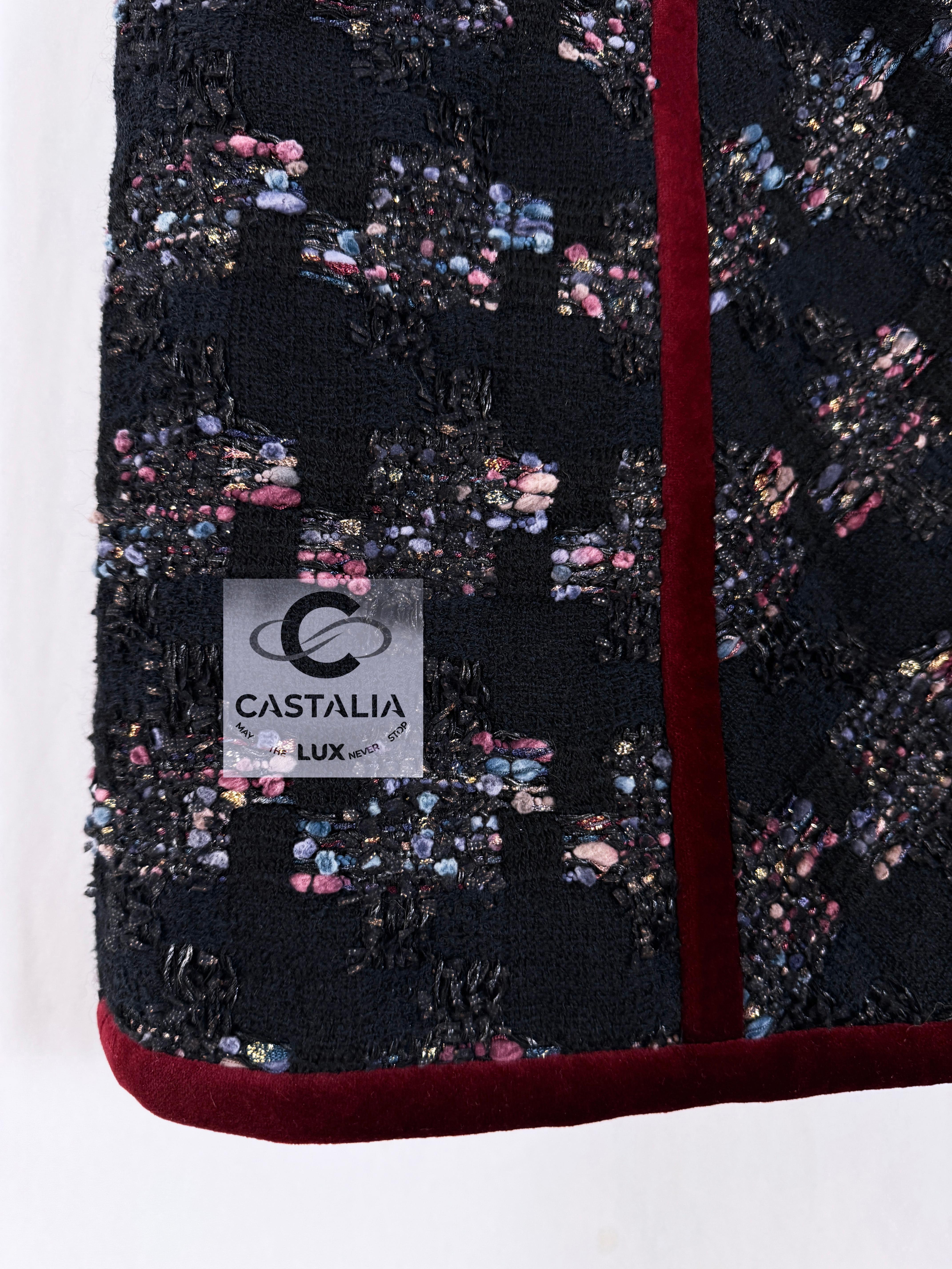 Chanel 4K$ Keirah Knightley Style Black Tweed Skirt 34 FR For Sale 7