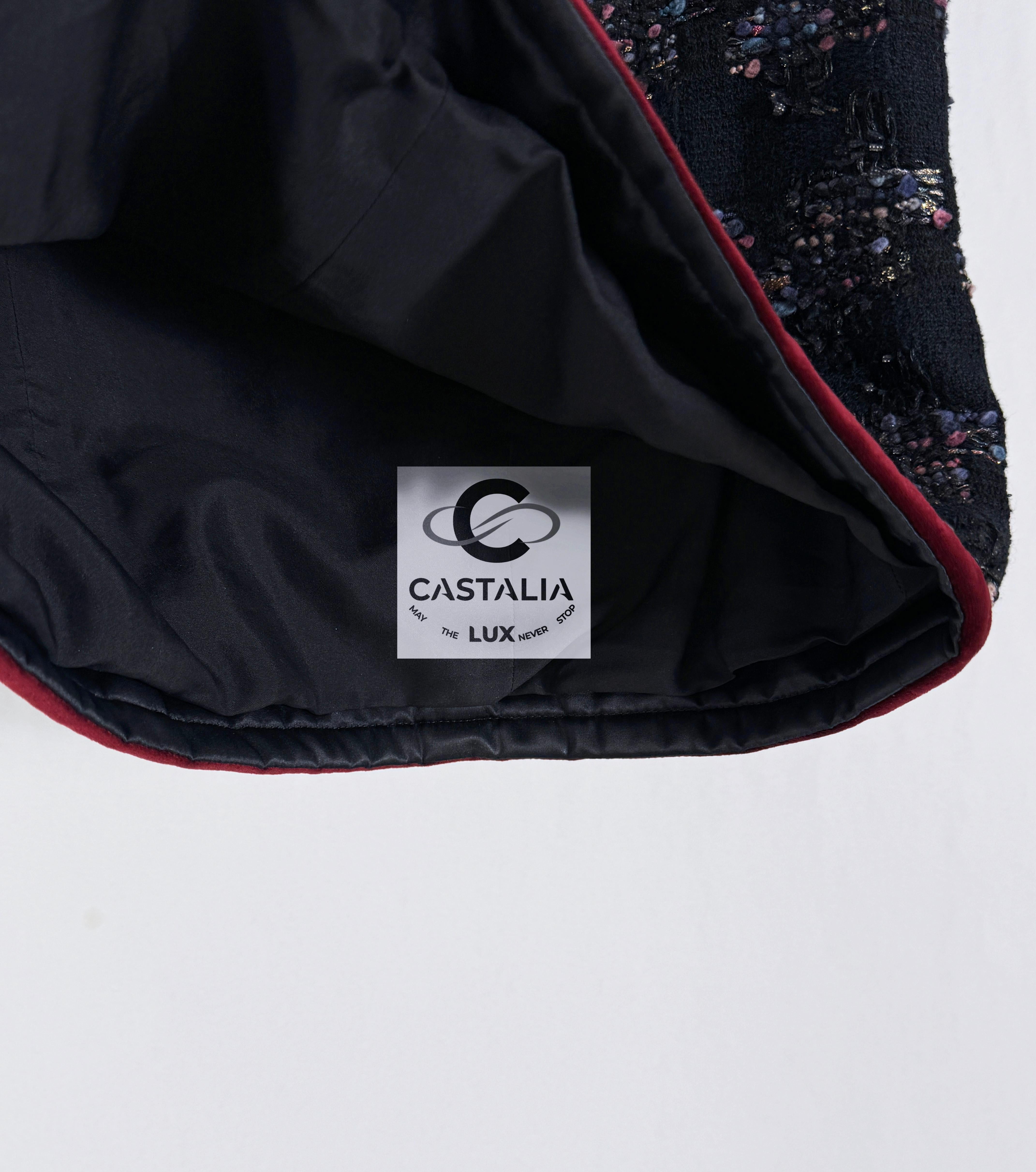 Chanel 4K$ Falda de tweed negra estilo Keirah Knightley 34 FR 2