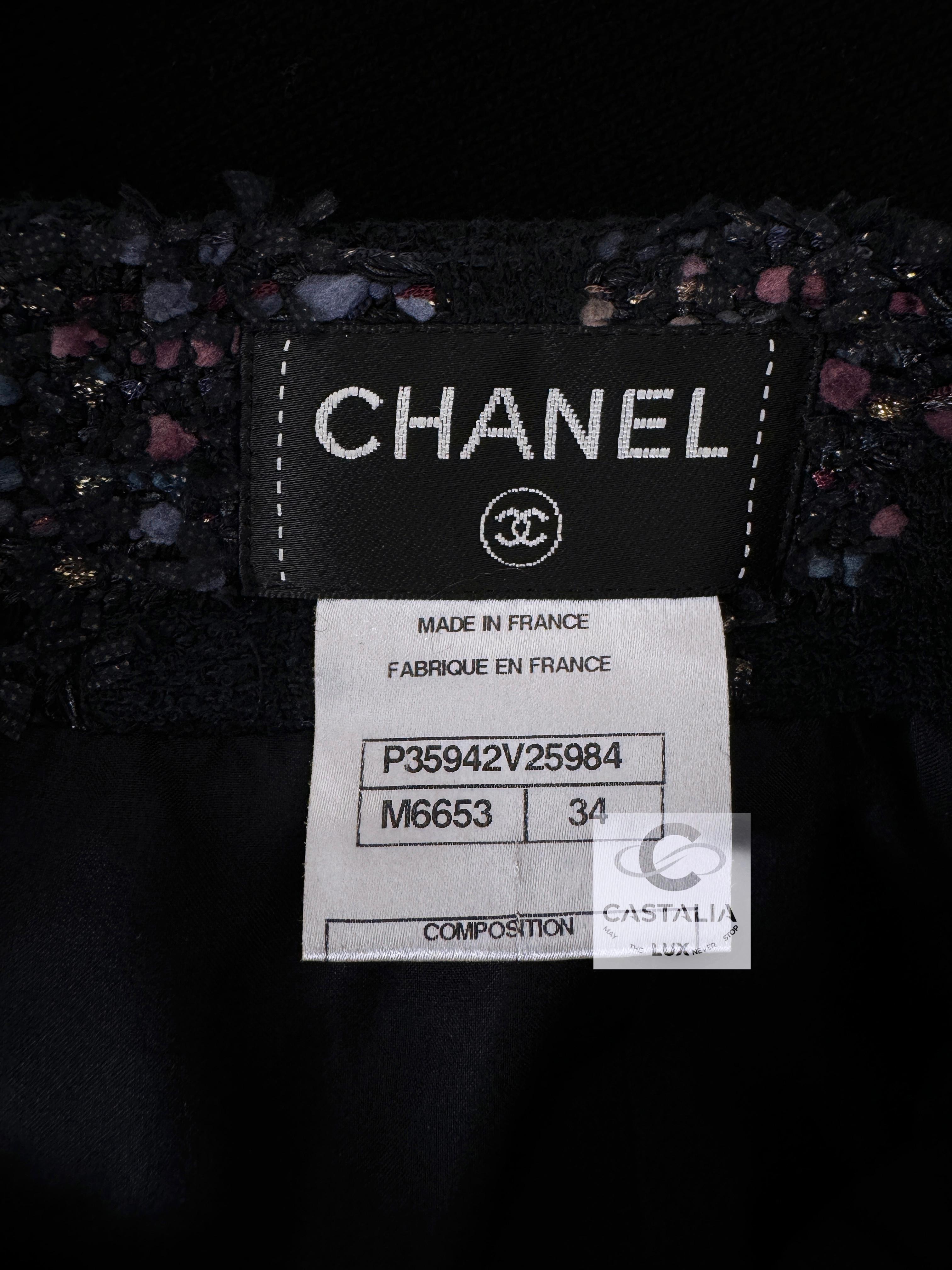 Chanel 4K$ Falda de tweed negra estilo Keirah Knightley 34 FR 3