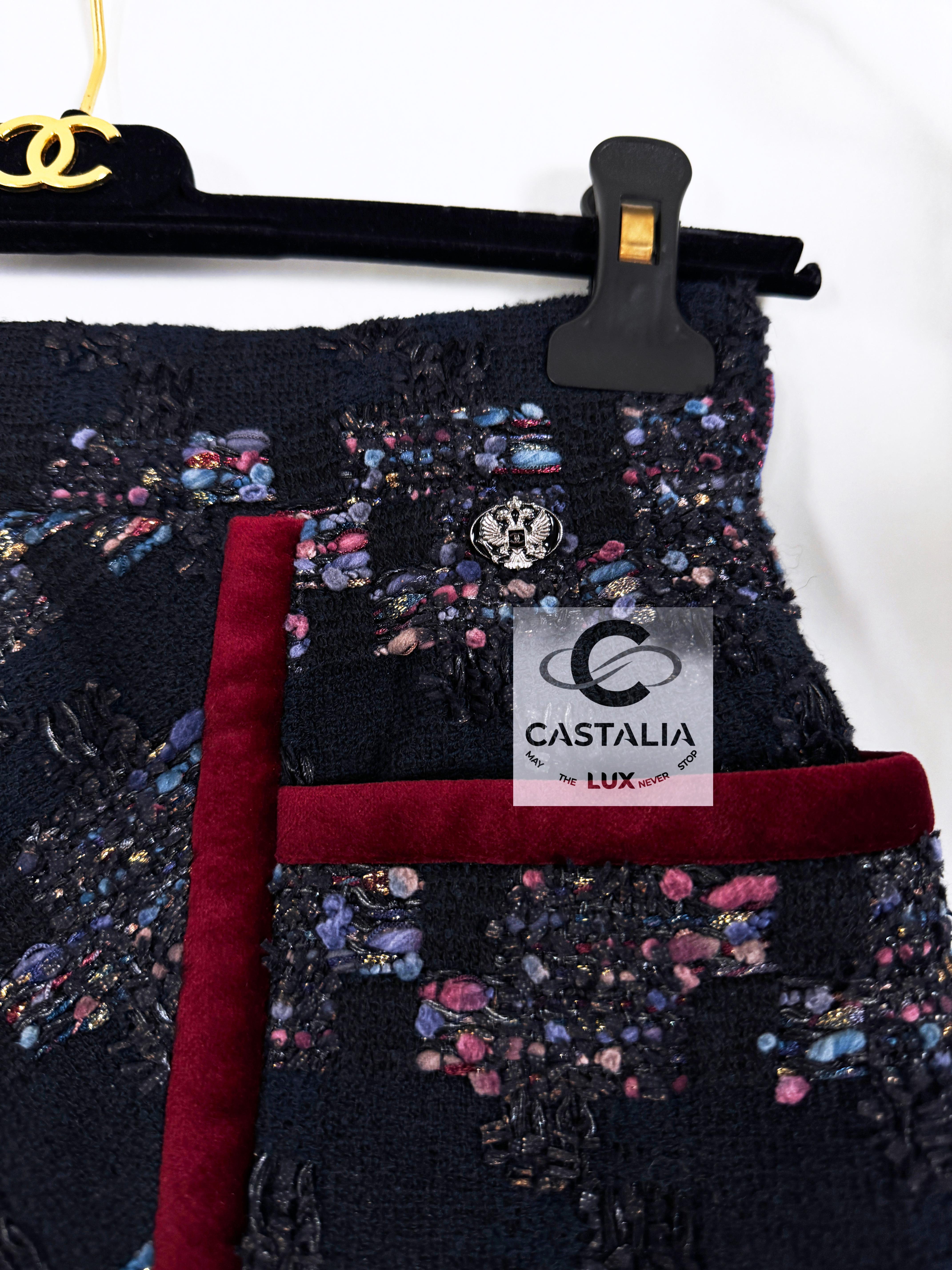 Chanel 4K$ Falda de tweed negra estilo Keirah Knightley 34 FR Negro